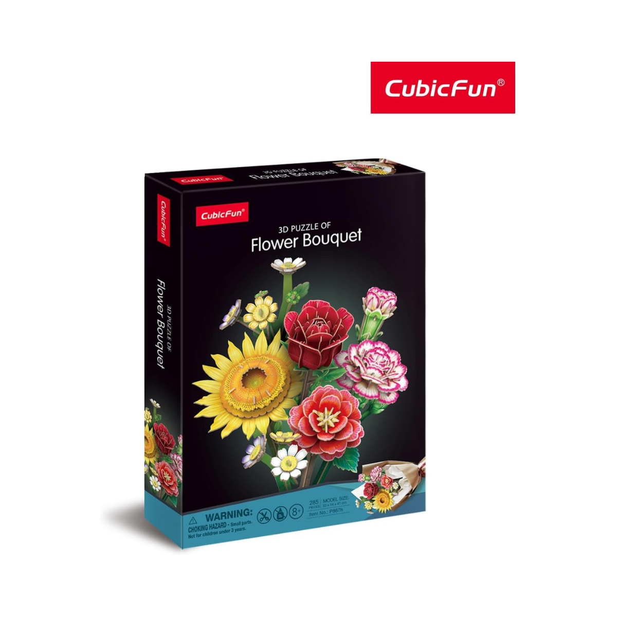 Cubic Fun 3D Flower Bouquet Puzzle Model Kit 363 Pieces DIY Decorative Flowers for Home Decor Creative Gift for Teens and Adults Boys and Girls Ages 14+