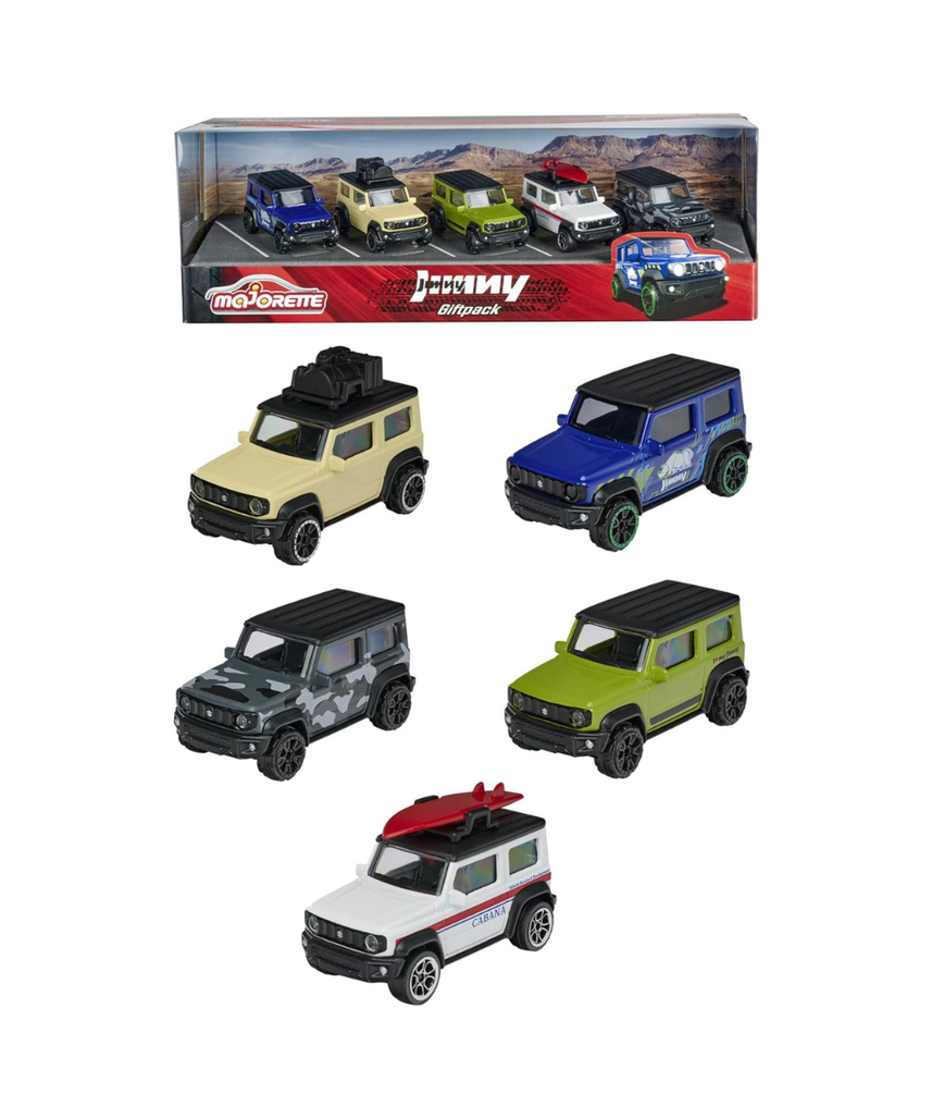 Majorette Suzuki Jimny 5-Piece Gift Pack – Die-Cast Metal Toy Cars, Rolling Wheels, Collectible Mini Vehicles for Kids, 1:64 Scale