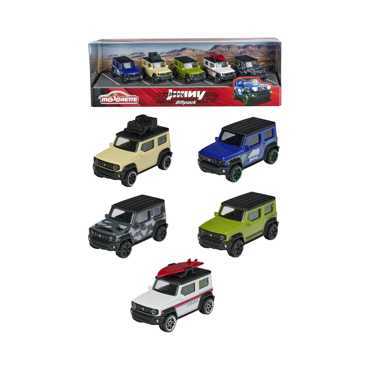 Majorette Suzuki Jimny 5-Piece Gift Pack – Die-Cast Metal Toy Cars, Rolling Wheels, Collectible Mini Vehicles for Kids, 1:64 Scale