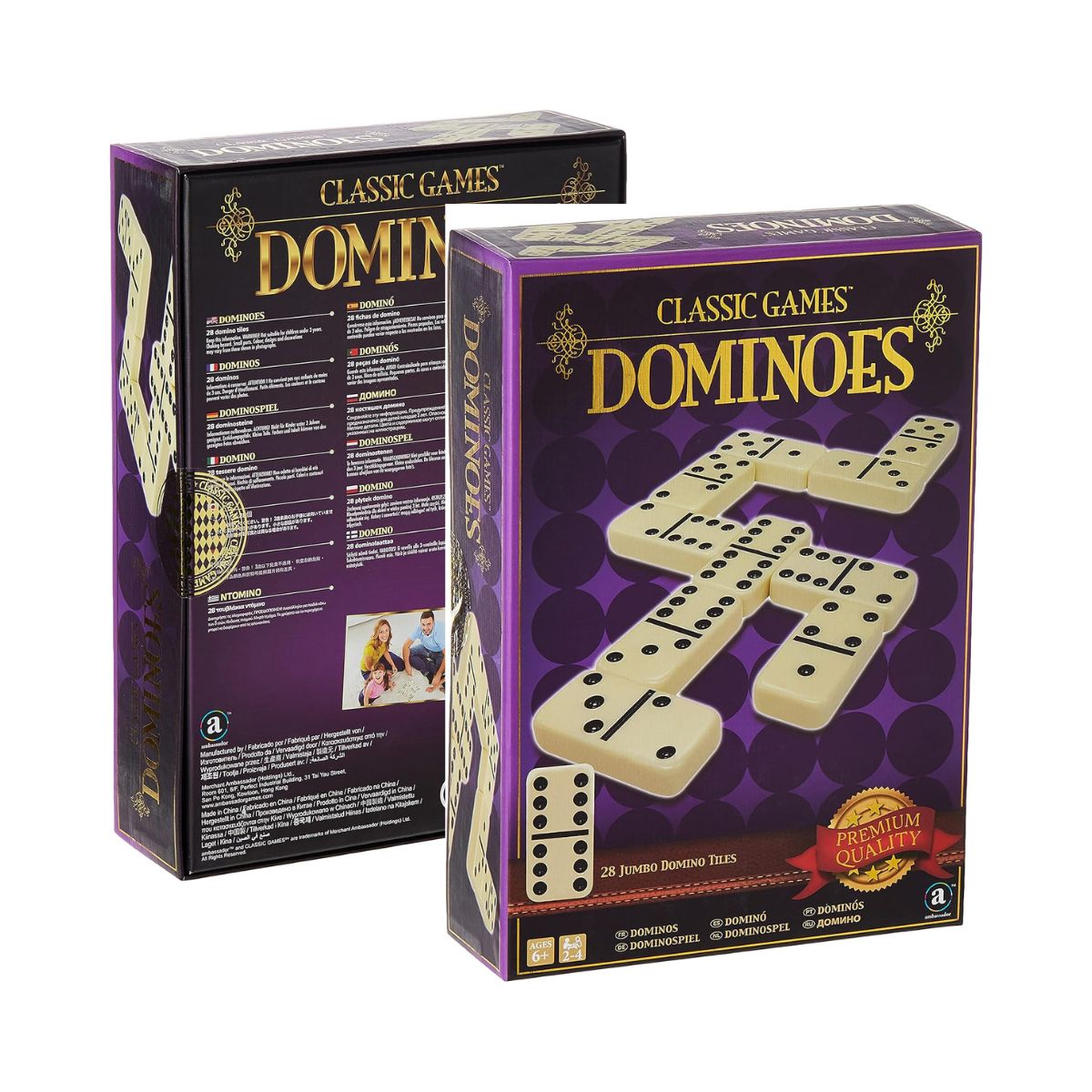 Ambassador Merchant Classic Games Dominoes, Linen, Off-White, 6 Years+