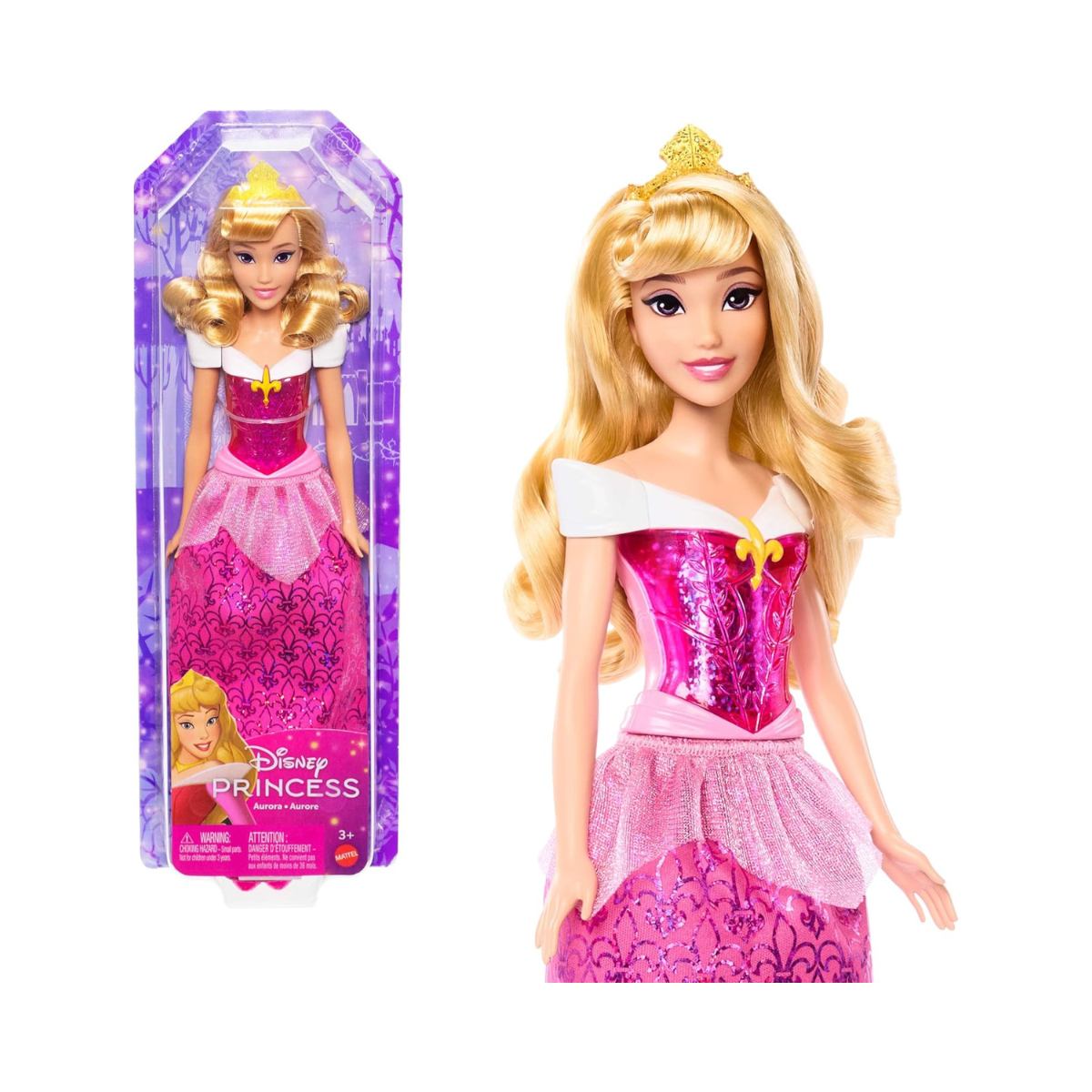 Disney Princess Aurora Sleeping Beauty Posable Fashion Doll with Sparkling Outfit, Accessories, and Royal Color Reveal Surprise – Gift for Kids, HLW09