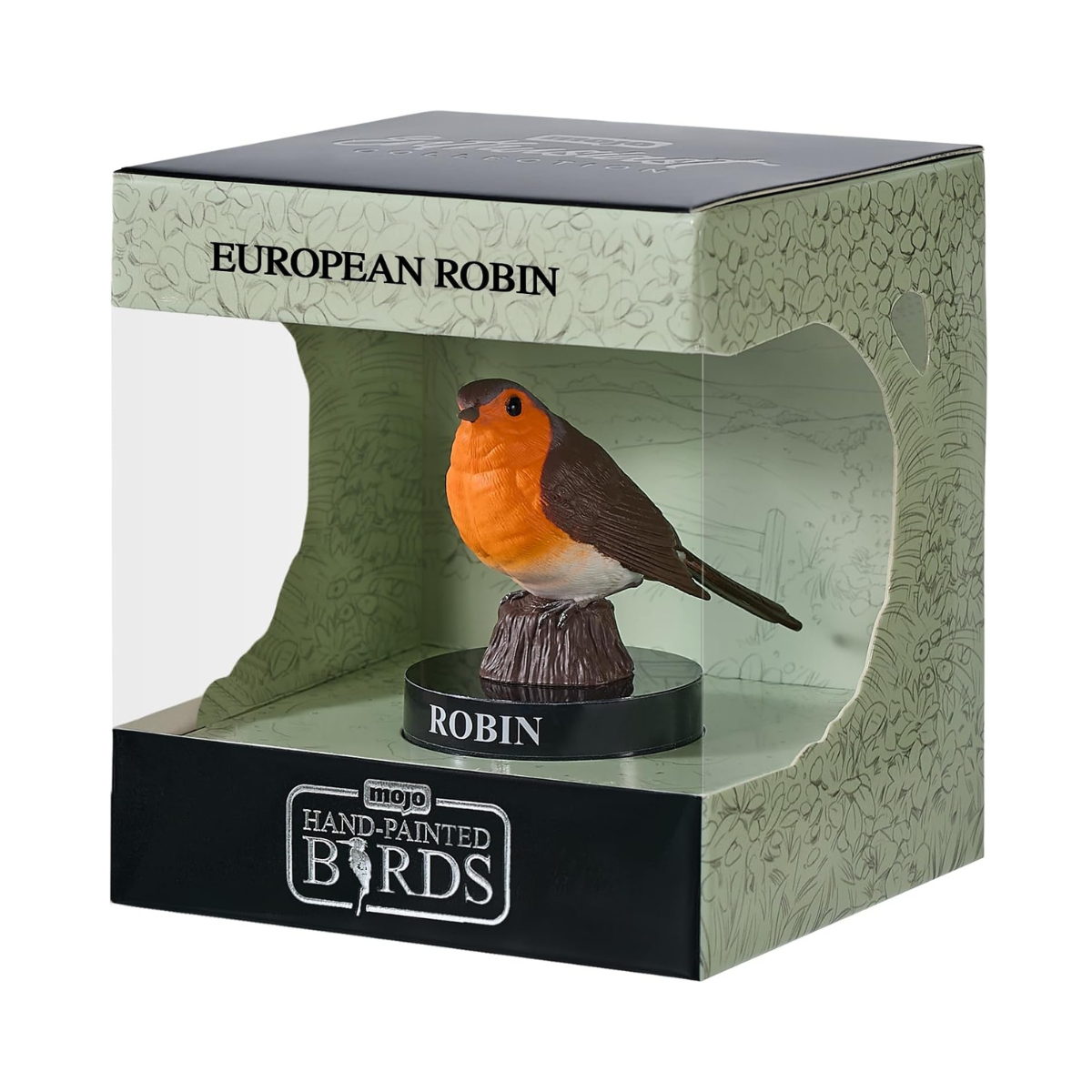 MOJO Bird Enthusiast Collection Series 1 European Robin Figurine for Kids and Collectors Hand-Painted Realistic Wildlife Model Educational Toy with QR Code for Fun Facts Ages 3 and Up