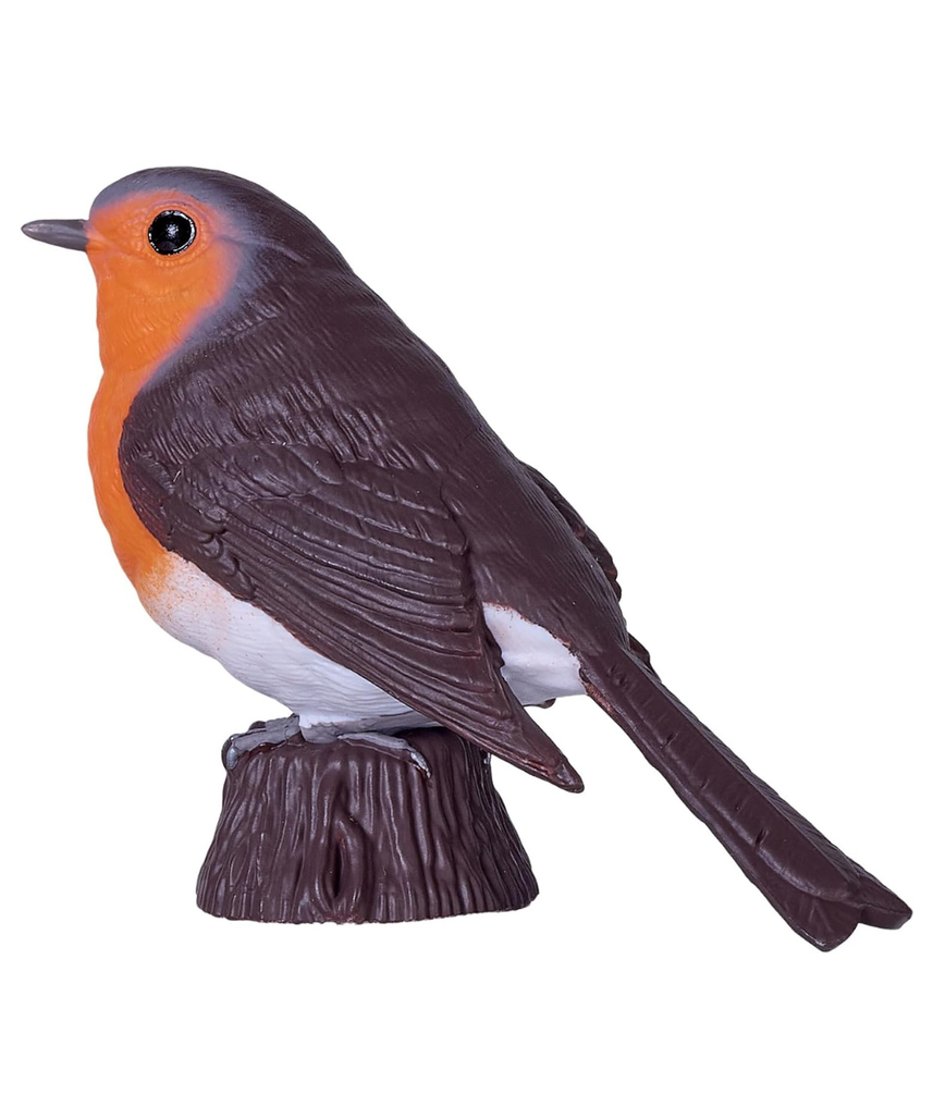 MOJO Bird Enthusiast Collection Series 1 European Robin Figurine for Kids and Collectors Hand-Painted Realistic Wildlife Model Educational Toy with QR Code for Fun Facts Ages 3 and Up