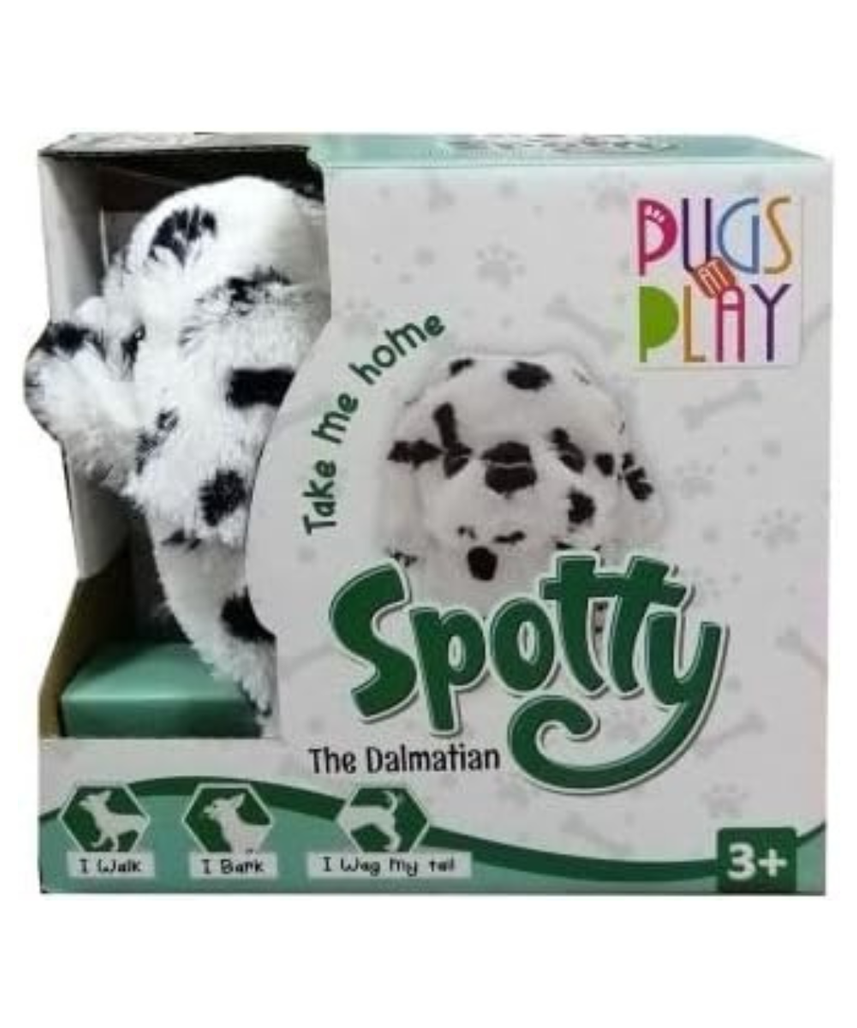 Pugs At Play Spotty Walking Dog Interactive Plush Toy with Bark Sound and Wagging Tail for Kids Ages 3 to 5