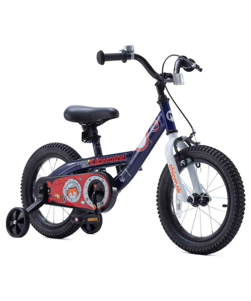 Chipmunk Submarine CM14-4 14-Inch Kids Bicycle, Navy Blue, Single-Speed Bike with Training Wheels