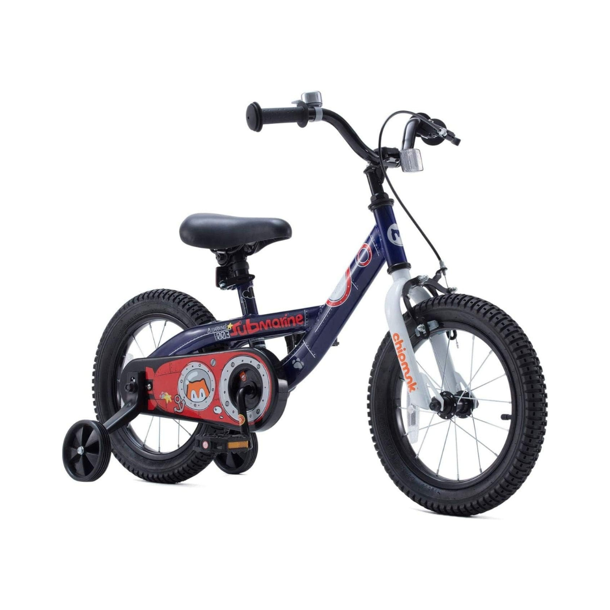 Chipmunk Submarine CM14-4 14-Inch Kids Bicycle, Navy Blue, Single-Speed Bike with Training Wheels