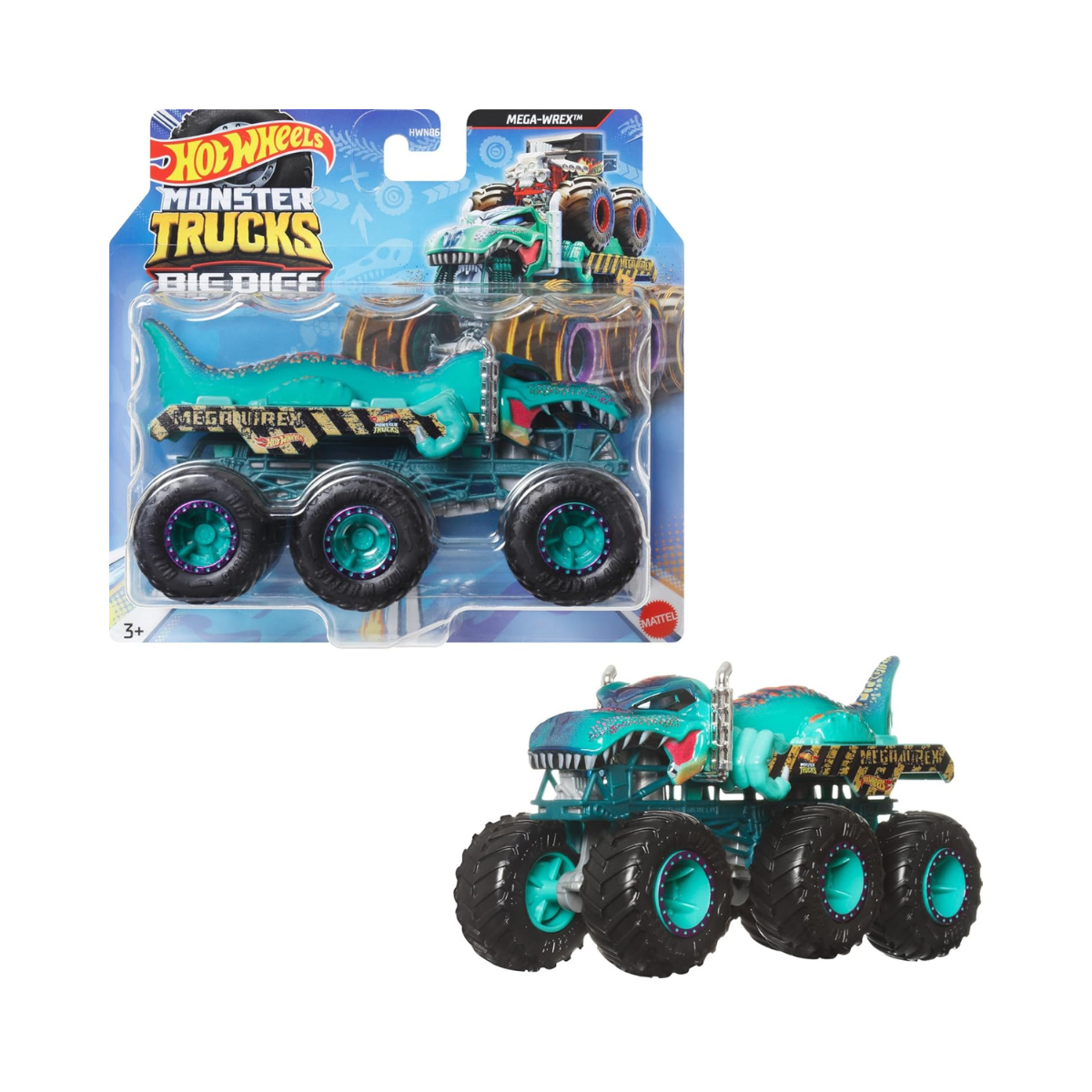 Hot Wheels Monster Trucks Big Rigs 1:64 Scale Die-Cast Toy Truck with 6 Wheels – Collectible Monster Truck Vehicles for Kids and Collectors, Ages 3 and Up