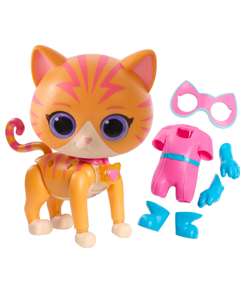 Just Play Disney Junior SuperKitties Cat-Tastic Transforming Ginny Lights & Sounds Figure, 8.3-Inch Action Figure, Ages 3+
