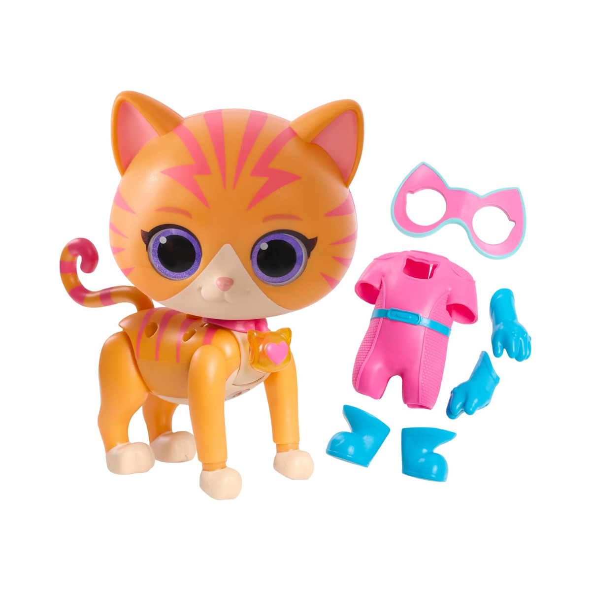 Just Play Disney Junior SuperKitties Cat-Tastic Transforming Ginny Lights & Sounds Figure, 8.3-Inch Action Figure, Ages 3+