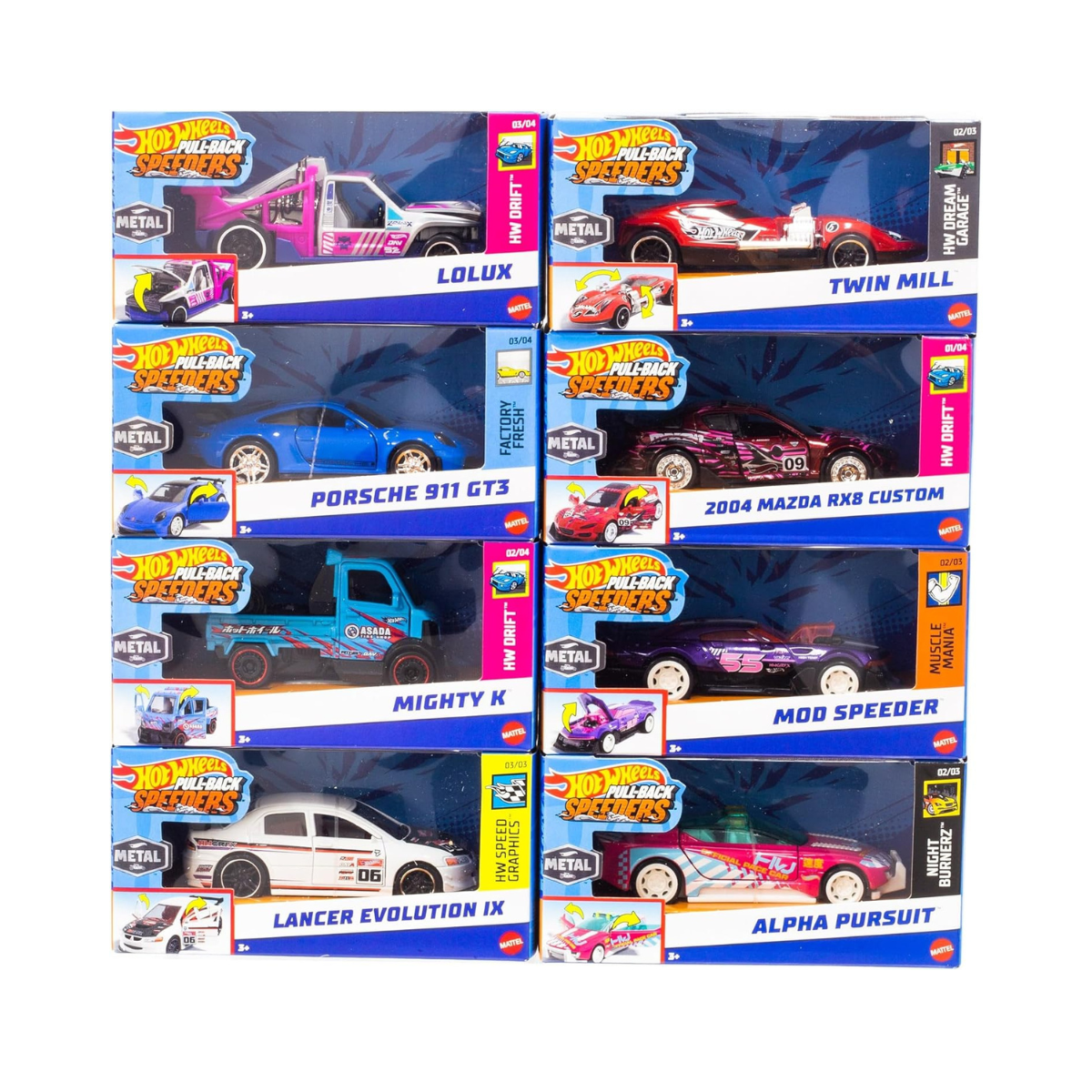 Hot Wheels Pull-Back Speeders 1:43 Scale Toy Car, Pull Back and Release for Instant Racing Fun