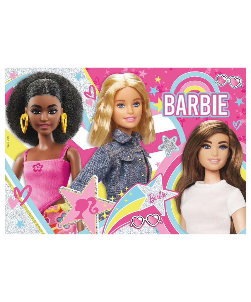 Barbie Glitter Puzzle 108 Pieces Barbie Best Friends Forever, Sparkly Jigsaw Puzzle with Adhesive Gems, Creative Educational Toy for Kids Ages 4+