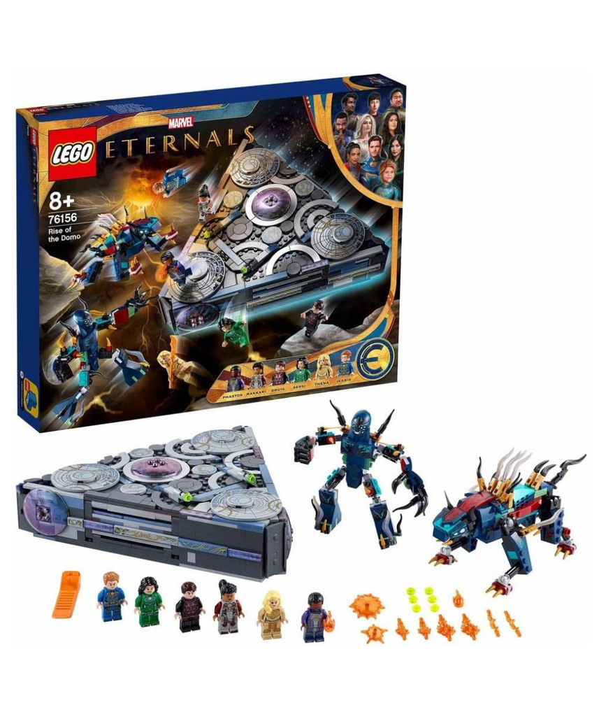 مجموعة بناء ليجو مارفل رايز أوف ذا دومو 76156، 1040 قطعة، مع 6 مجسمات صغيرة من إتيرنالز ومجسمين من ديفيانت، مجموعة لعب سفينة فضاء للأبطال الخارقين للأطفال من سن 8 سنوات فما فوق