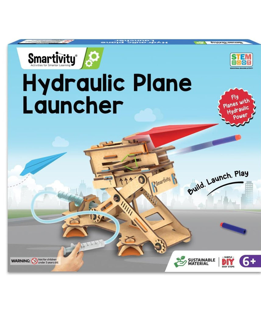 Smartivity Hydraulic Plane Launcher DIY STEM Toy for Kids 6+ Years, Aerodynamics and Hydraulic Science Kit, Educational Construction Game, Multicolor