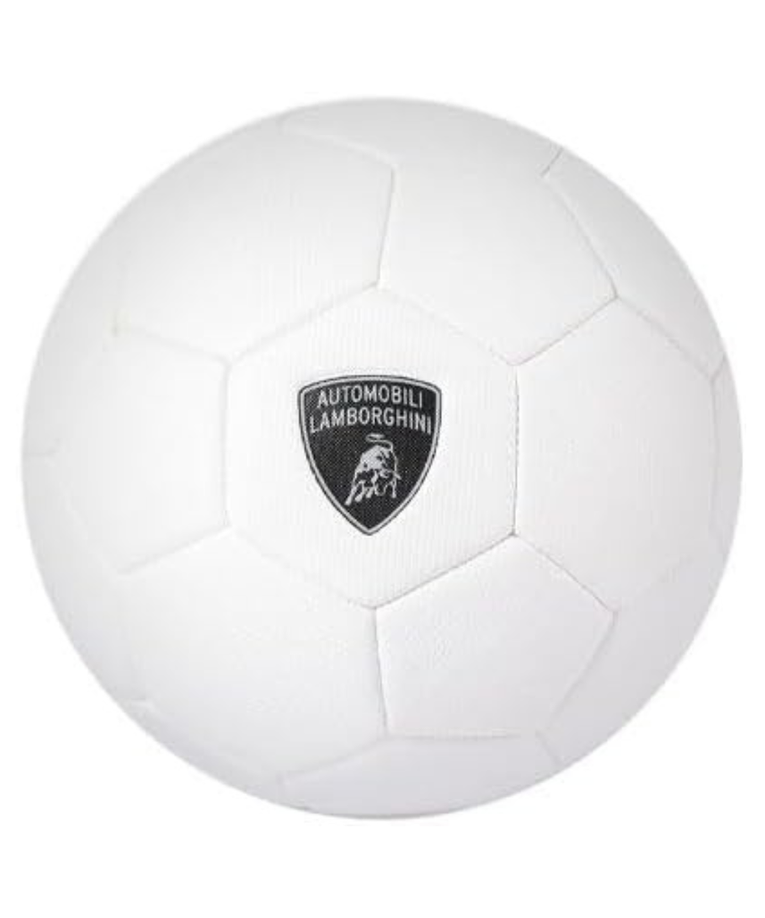 Lamborghini #7 PU Soccer Ball, Size 5, Durable PVC, Machine-Stitched, White, Kids & Teens, Ages 6+