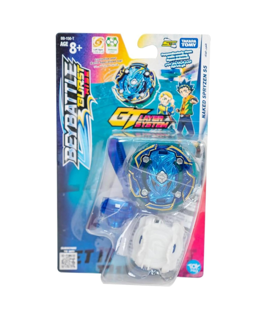 Takara Tomy Beyblade Burst S4 Naked Spryzen S5 Starter Set Left-Spin Defense Top with Launcher and Ripcord for Kids and Collectors Ages 8 and Up