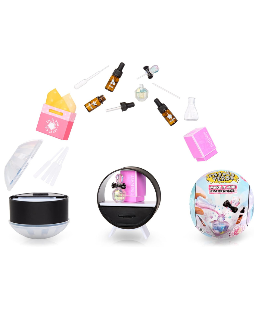 MGA Miniverse Make It Mini Fragrances DIY Collectible Perfume Set, Wearable Mini Scents with Vanity Display, Ages 8+