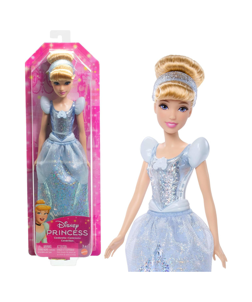 Mattel Disney Princess Cinderella Doll, Posable Fashion Doll with Removable Skirt, Shoes and Tiara, Brushable Hair, Ages 3+