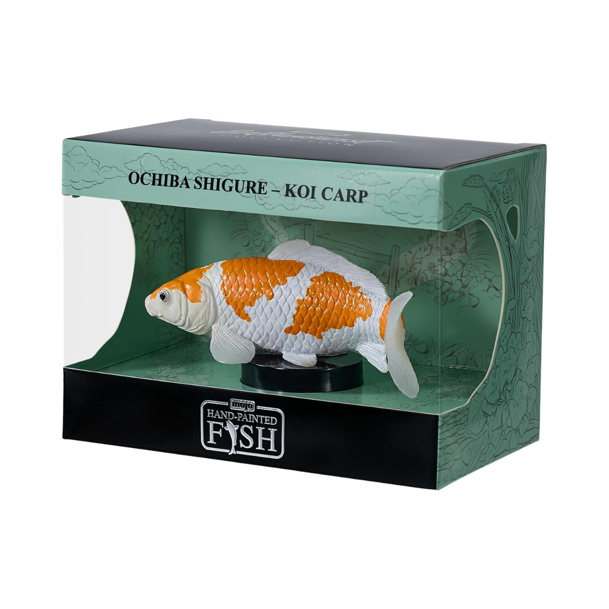 MOJO Ochiba Shigure Koi Carp Figurine, Hand-Painted Japanese Koi Fish, Enthusiast Collection Series 1, Decorative Display Model, Orange and White, Ages 3+