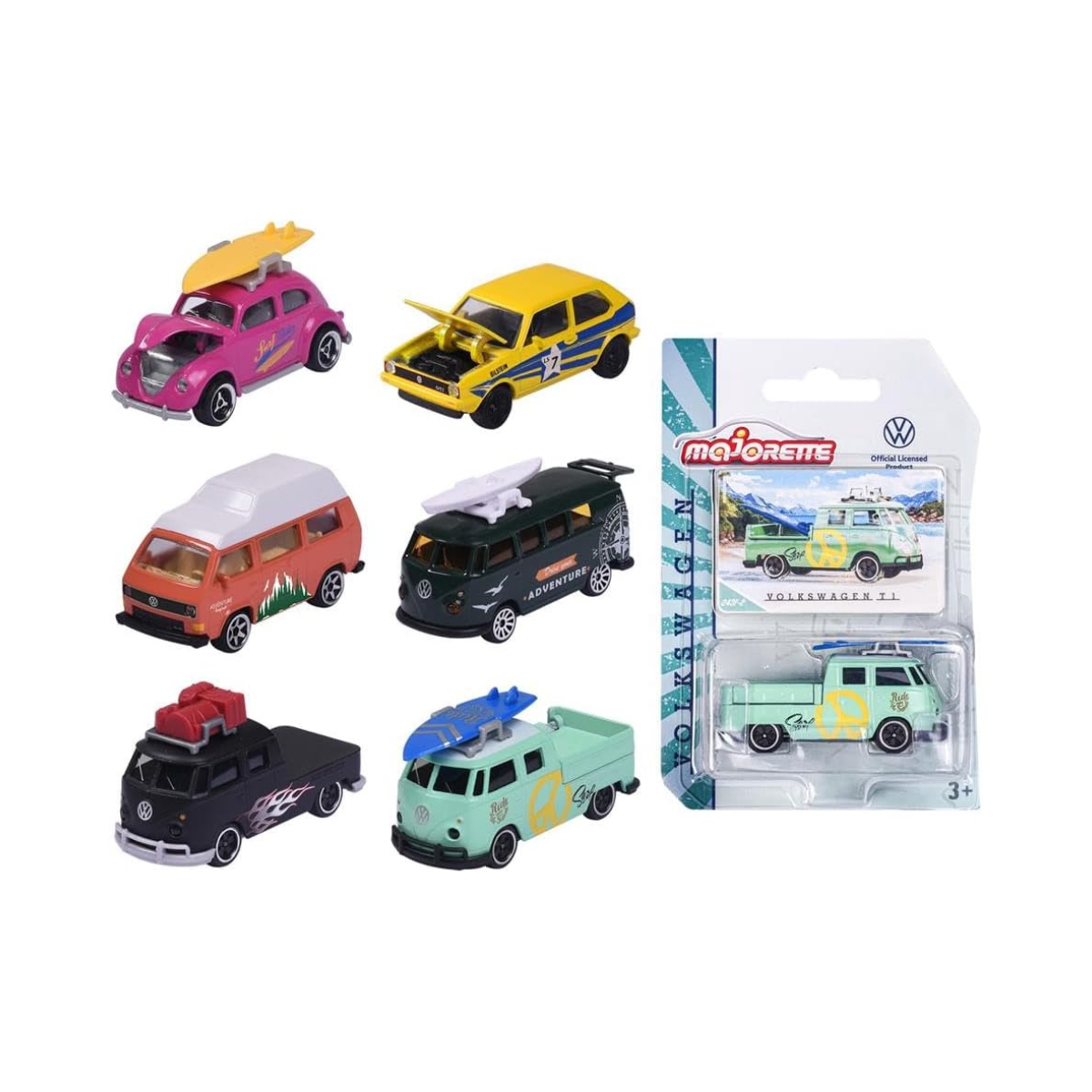 Majorette Volkswagen The Originals Premium Cars, Metal Die Cast Toy Vehicle, 1:64 Scale, Random VW Model, Collectible Car Toy, Kids and Collectors, Ages 3+
