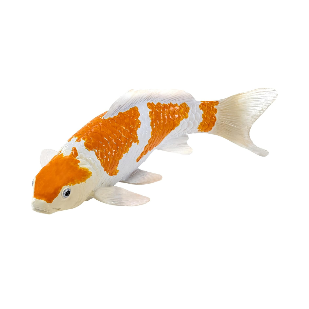 MOJO Ochiba Shigure Koi Carp Figurine, Hand-Painted Japanese Koi Fish, Enthusiast Collection Series 1, Decorative Display Model, Orange and White, Ages 3+