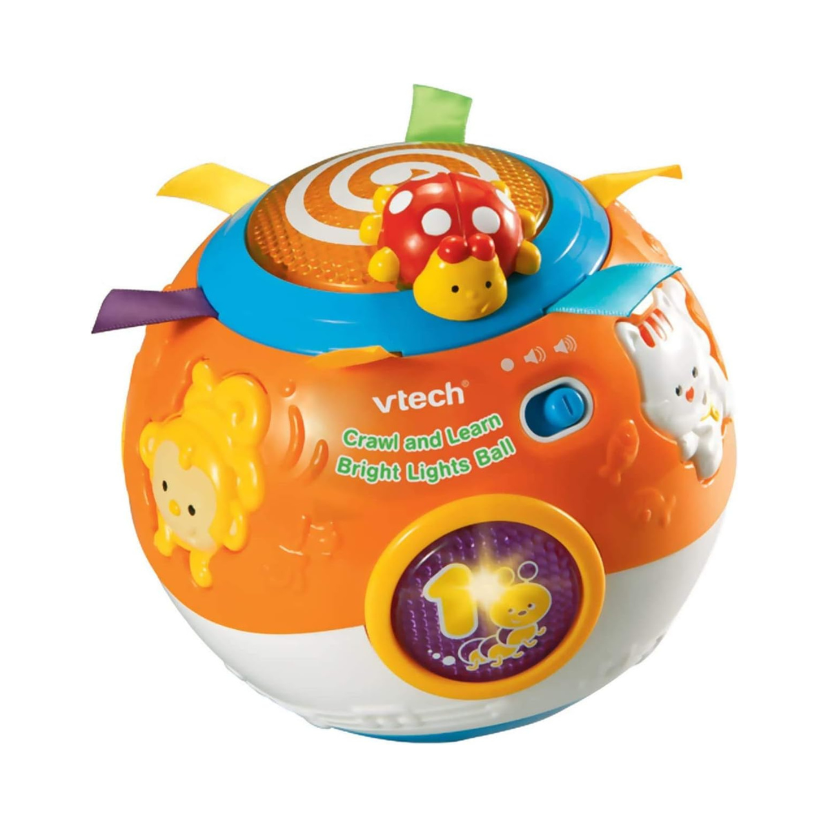 VTech Crawl & Learn Bright Lights Ball – Interactive Baby Learning Ball with Motorized Movement, Music, Sounds, and Early Learning Activities for 6+ Months