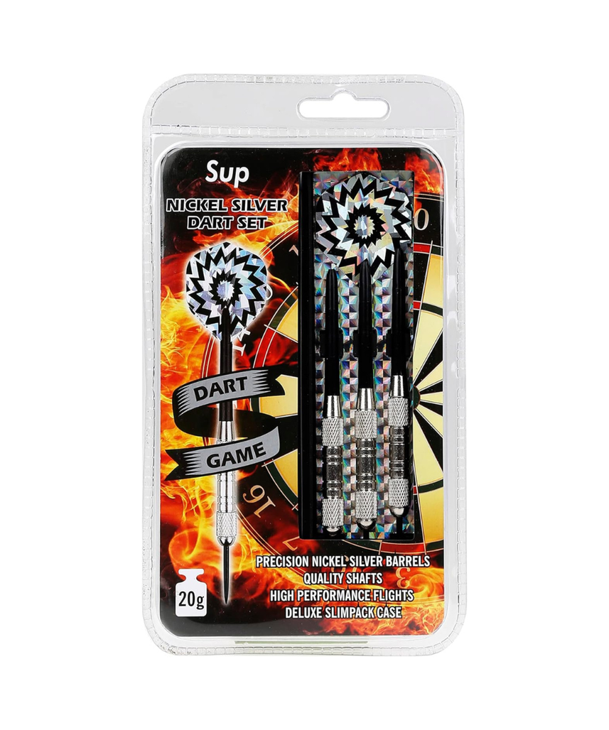 SUP Supreme Nickel Painted Steel Darts Set, 3 Piece Professional Darts with Case, Convertible Steel Tip and Soft Tip Darts, 18g to 20g Adjustable Weight, Beginner Dart Set, Ages 14+