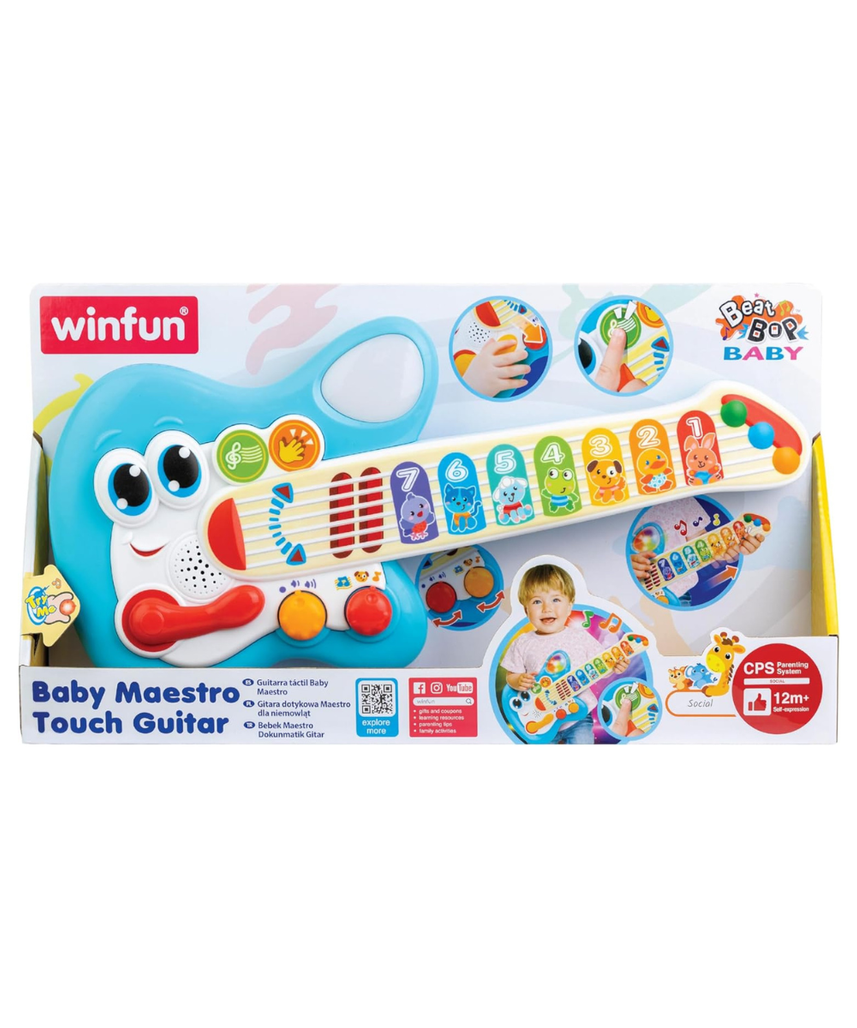 Winfun Baby Maestro Touch Guitar, Light-Up Musical Toy with Animal Sounds & Jam Mode, 3 Play Modes with Lights, Sounds & Whammy Bar, Educational Light-Up Music Toy, For Toddlers - 12 Months +