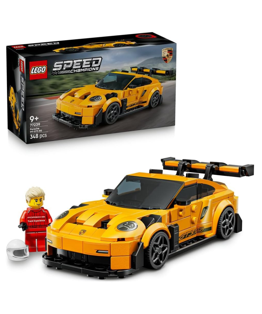 LEGO Speed Champions Porsche 911 GT3 RS Super Car Toy - Car Model Kit with a Driver Minifigure - Birthday Gift for 9+ Year Old Boys - 77239