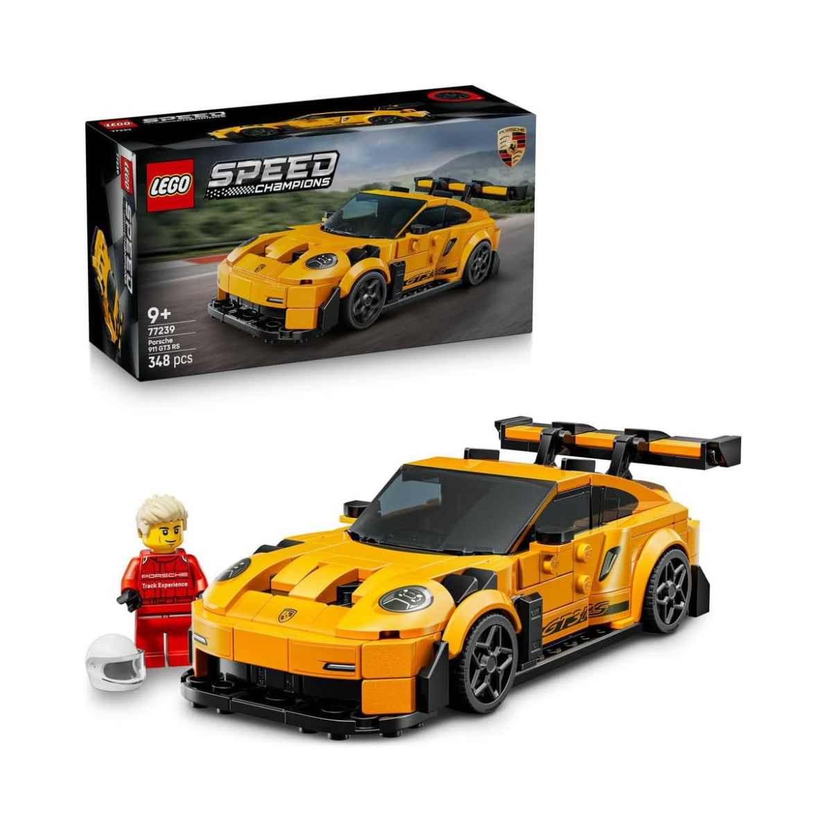 LEGO Speed Champions Porsche 911 GT3 RS Super Car Toy - Car Model Kit with a Driver Minifigure - Birthday Gift for 9+ Year Old Boys - 77239