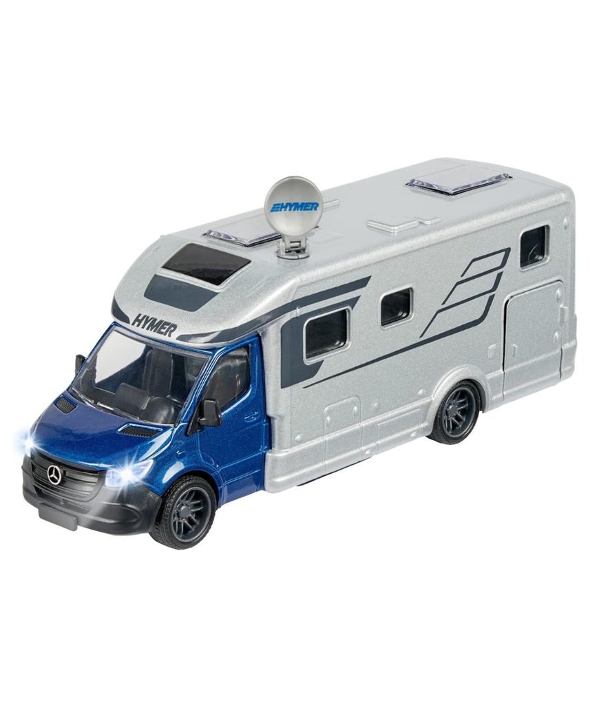 Majorette Grand Series – Hymer B-Class 780T Camper Die-Cast Vehicle with Lights, Sound Effects, Fold-Out Satellite Dish, Metal Cabin & Camper, One Size