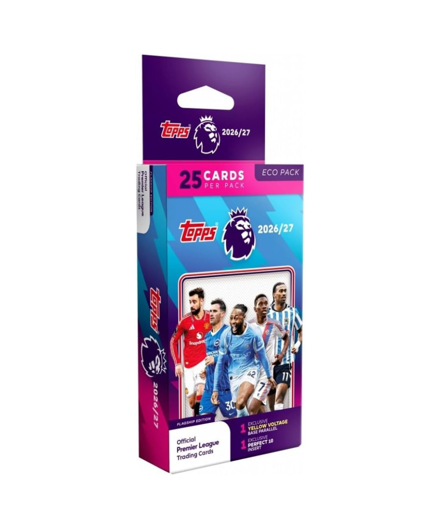 Topps Premier League 2027 Eco Pack, 25 Trading Cards with Exclusive Perfect 10 Insert, Premier League Football Card Pack, Official Topps Collection, 6+ Years