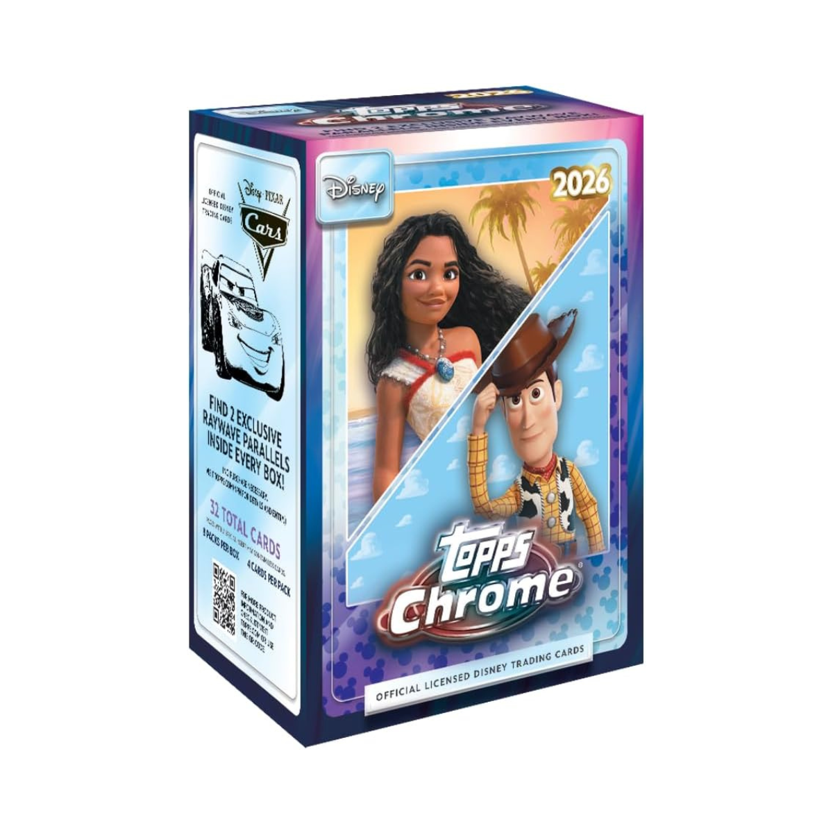 Topps 2026 Chrome Disney Value Box Trading Cards, 8 Packs per Box, 4 Cards per Pack, Includes 2 Exclusive Raywave Parallels, Official Licensed Collectible, 18M+