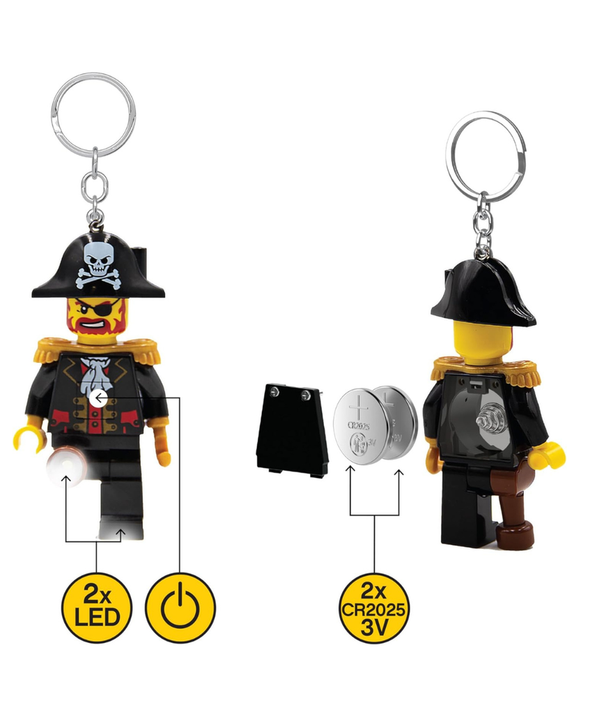 LEGO Iconic Captain Brickbeard Lighted Keyring, Gifts for Kids, Figure Height 76mm (KE23H) 2 x CR2025 Batteries Included