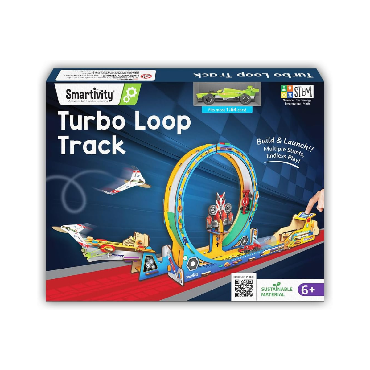 Smartivity High-Speed Race Car Track with Loop for Kids 6-12 Years | 3in1- Car, Loop, Glider Plane Launcher I Build & Play I Birthday Gift for Boys & Girls Age 6,7,8,9,10,11,12 Years