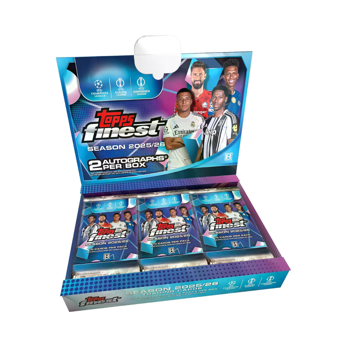 Topps Finest UEFA Club Competitions 2025/26 Soccer Hobby Box, 6 Packs with 10 Cards per Pack, Average 2 Autograph Cards per Box, Official UEFA Collectible Trading Cards, 6+ Years