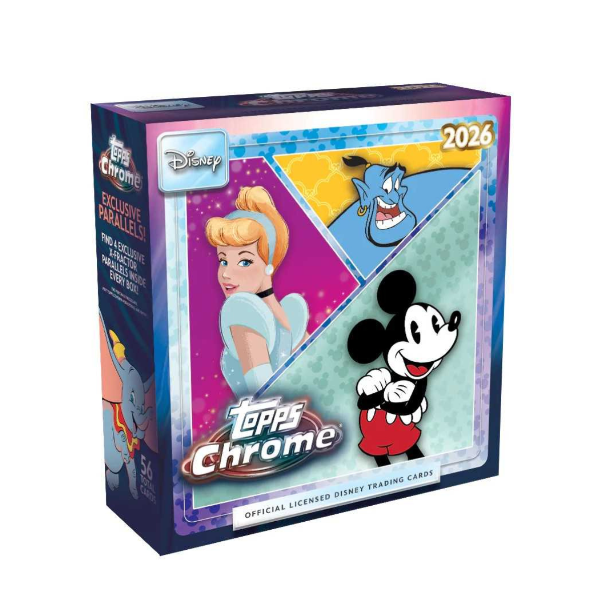 Topps 2026 Chrome Disney Mega Box Trading Cards, 8 Packs with 7 Cards per Pack, Includes 4 Exclusive X-Fractor Parallels, Official Licensed Collectible, 6+ Years