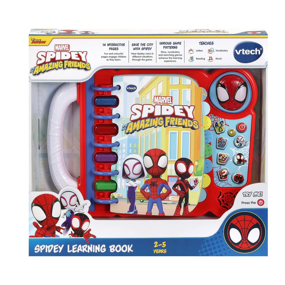 VTech Spidey and His Amazing Friends: Spidey Learning Book, Official Spidey Book, Interactive Childrens Book, Educational Activity Toy, 4 Learning Modes, Gift for Ages 2, 3, 4+ Years, English Version