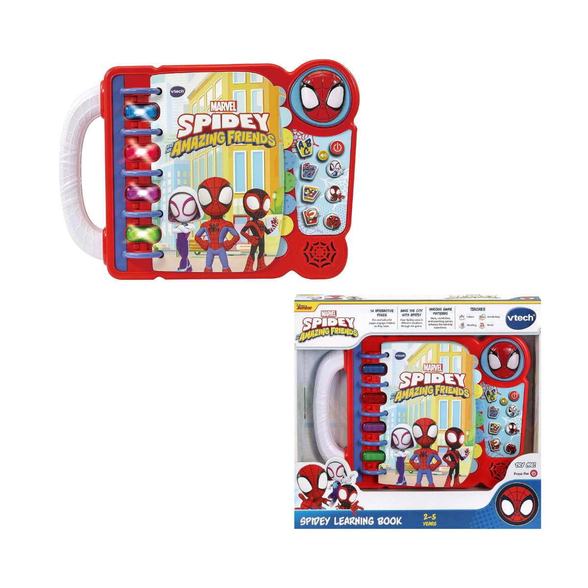 VTech Spidey and His Amazing Friends: Spidey Learning Book, Official Spidey Book, Interactive Childrens Book, Educational Activity Toy, 4 Learning Modes, Gift for Ages 2, 3, 4+ Years, English Version