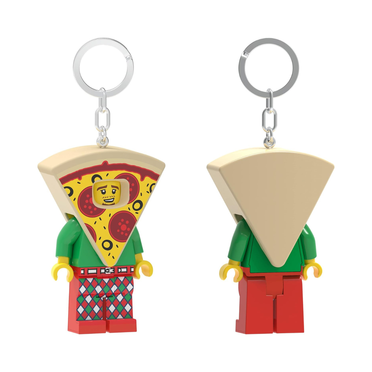 LEGO Minifigures Large 3 Inch Tall Figure Keychain Light - Pizza Costume Guy (KE176H), Bag charm with LED light