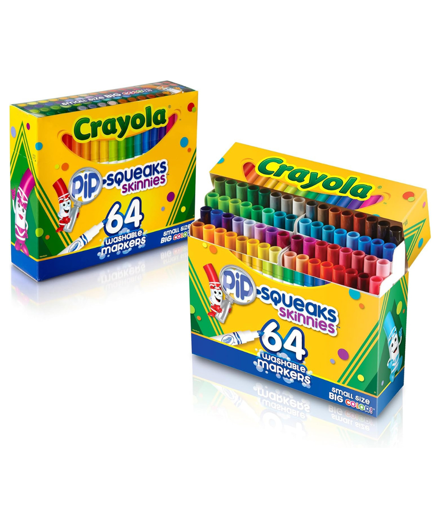 Crayola Pip-Squeak Skinnies Washable Markers, 64 Count