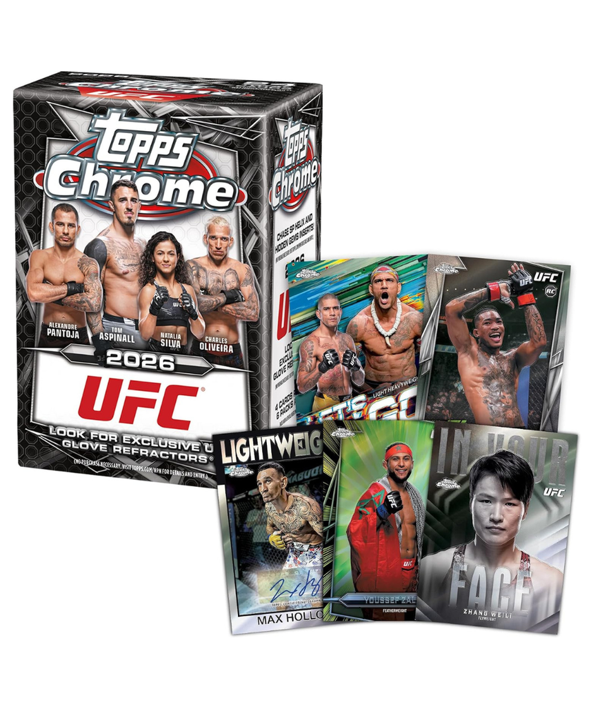Topps Chrome UFC 2026 Factory Sealed Value Box Trading Cards, Collectible UFC Card Set with Refractors & Inserts, Ages 6+