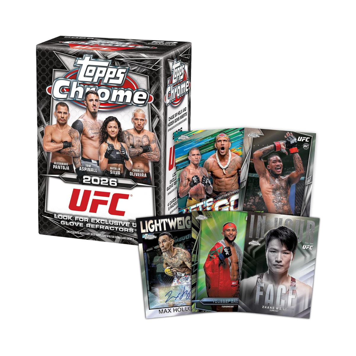 Topps Chrome UFC 2026 Factory Sealed Value Box Trading Cards, Collectible UFC Card Set with Refractors & Inserts, Ages 6+