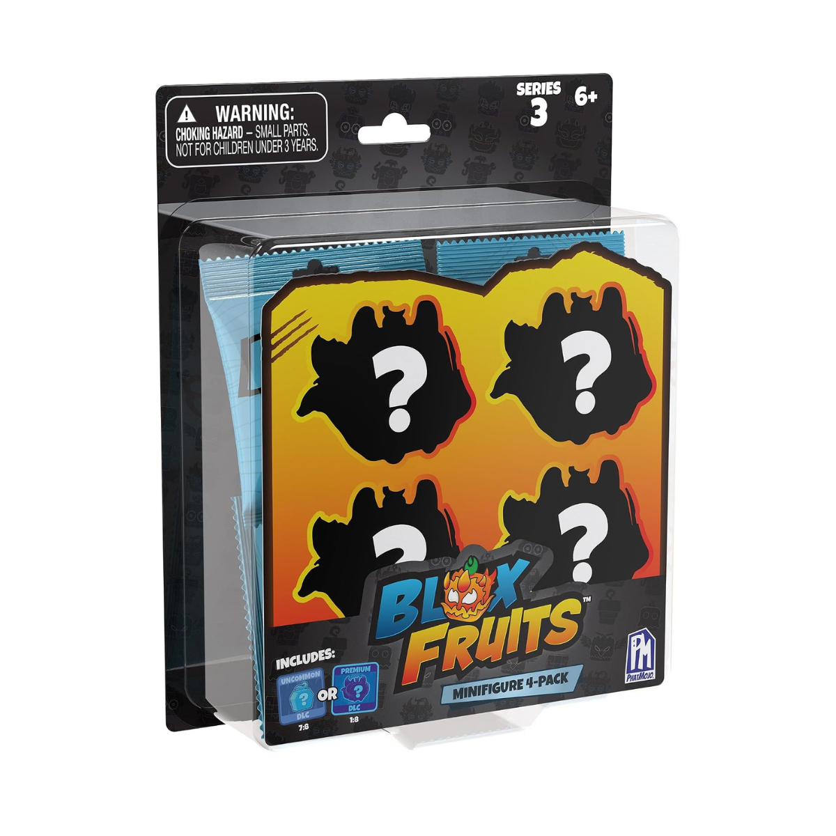 Blox Fruits Series 3 Mystery Minifigure 4-Pack, 4 Surprise Collectible Figures with Exclusive DLC Code, 10 Fruit Forms to Collect, Official Blox Fruits Merchandise, 6+ Years