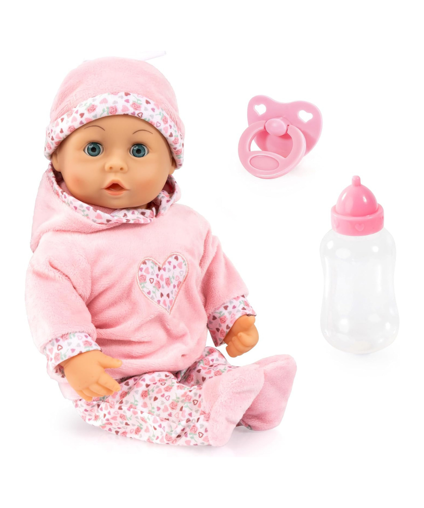 Bayer Design 93824CR Interactive Baby Doll Talking Soft Body Dummy Bottle 38cm
