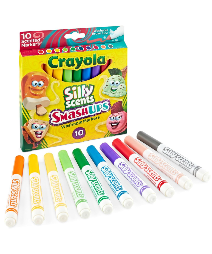 CRAYOLA 10 Ct Silly Scents Smash Ups, Broad Line Washable Markers