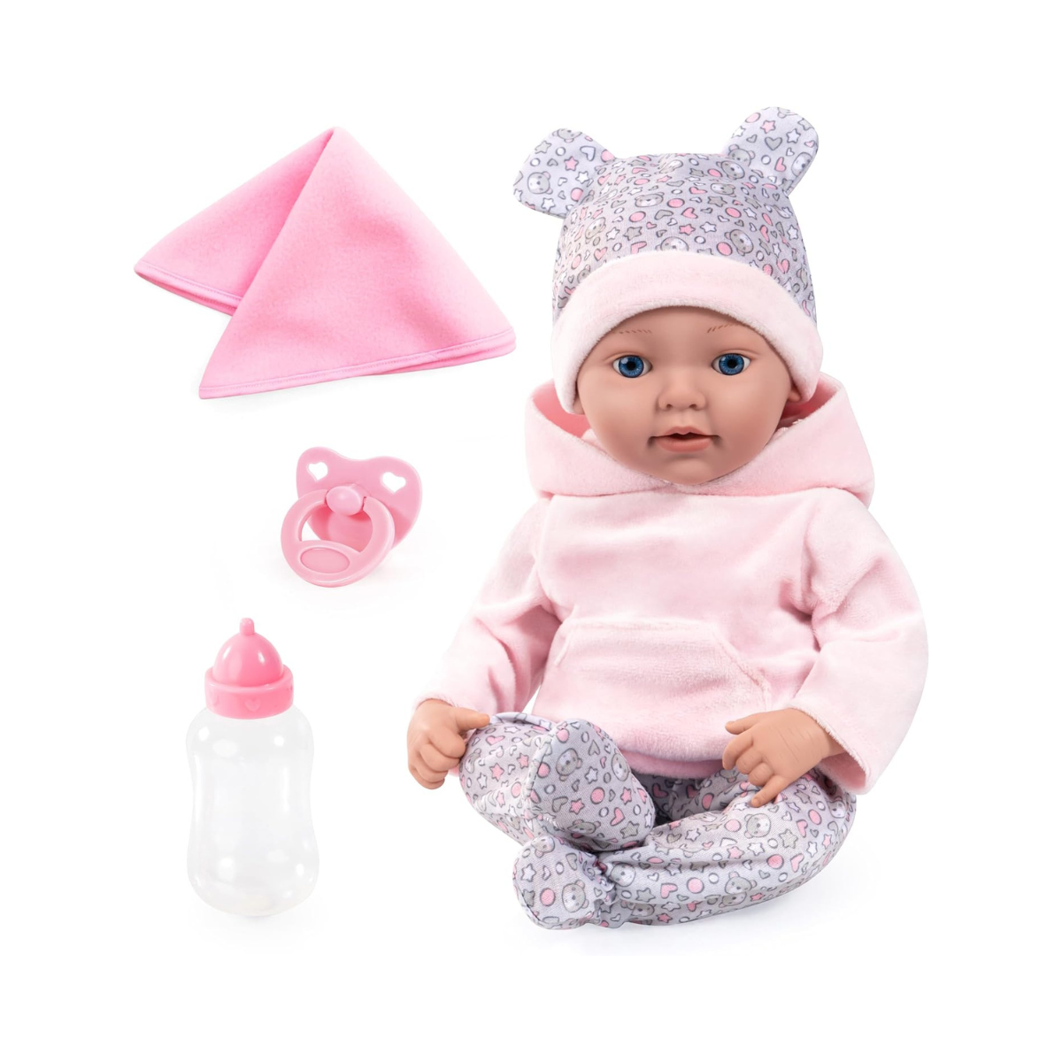 Bayer Design 93827AD Reborn Baby Doll Lifelike Realistic Dummy Bottle Blanket 38cm
