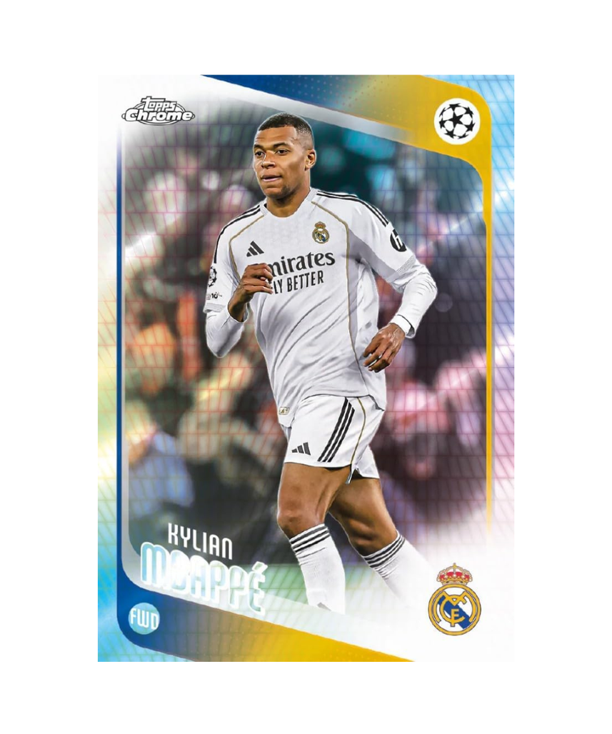2025/26 Topps Chrome UEFA Club Competitions Soccer Hobby Box, 20 Packs with 4 Cards per Pack, 1 Autograph Card per Box, Official UEFA Chrome Trading Cards, 6+ Years