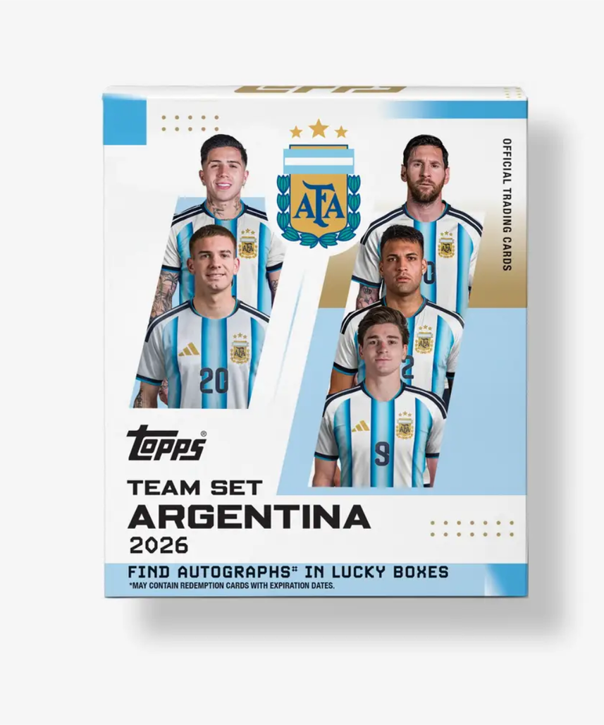 Topps Argentina Team Set 2025/26 Football Trading Cards, Argentina National Team Collection with Rare Inserts and Autographs, Rainbow Flick Case Hit, 6+ Years