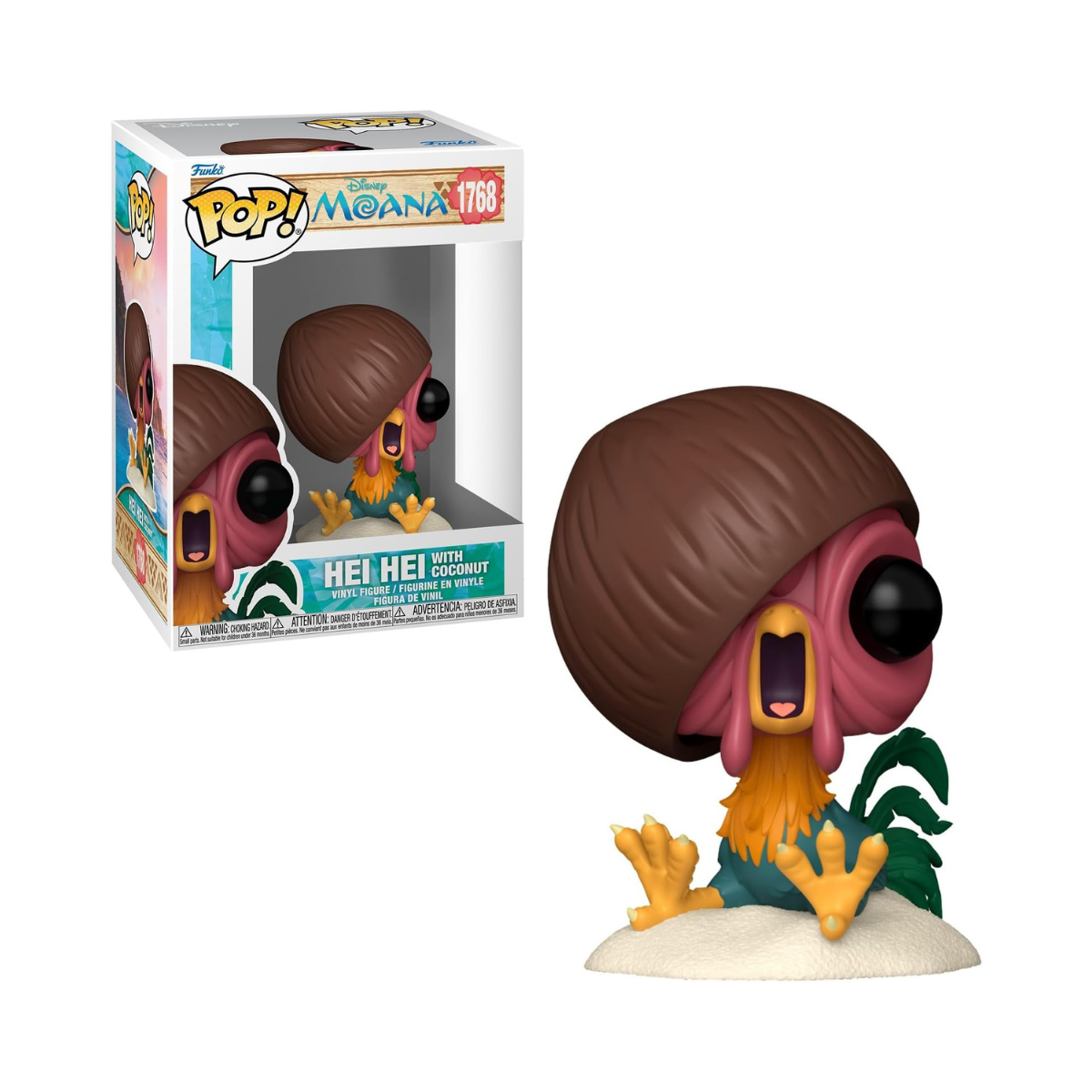 Pop! Disney: Moana S3 - Hei Hei w/Coconut | Official Merch - Collectable Vinyl Figurine for Shelf Display - Birthday Gift Idea for Fans and Collectors
