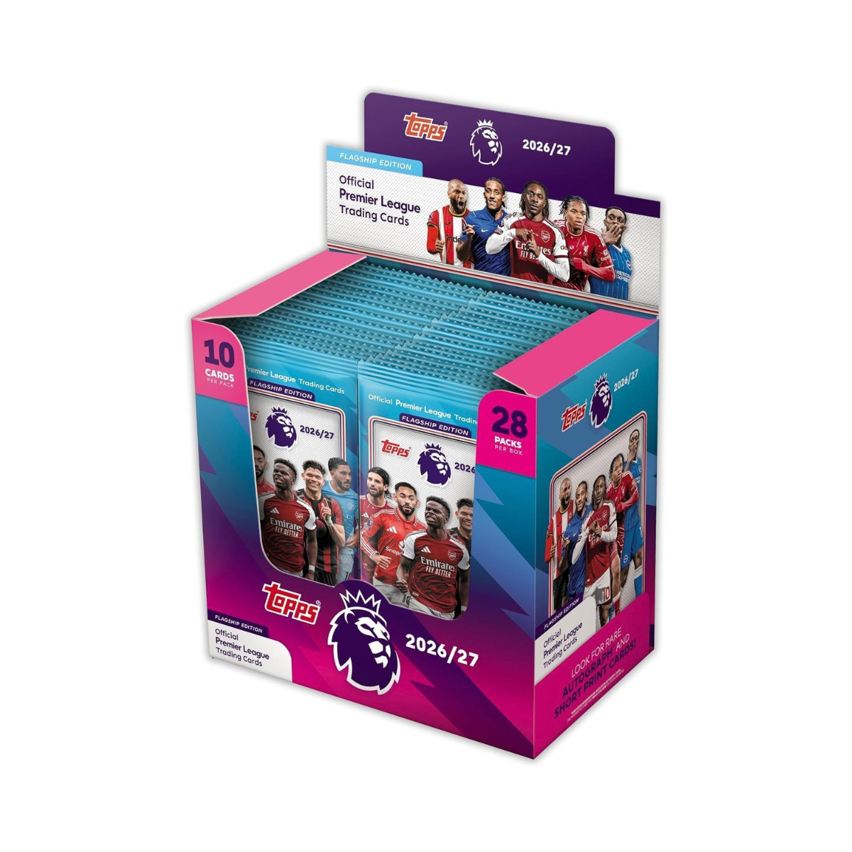 Topps Premier League 2026/27 Trading Cards Full Box, 28 Packs with 10 Cards per Pack, 280 Football Trading Cards, Premier League Stars and Rookies, Inserts, Parallels and Autograph Chase Cards, 6+ Years
